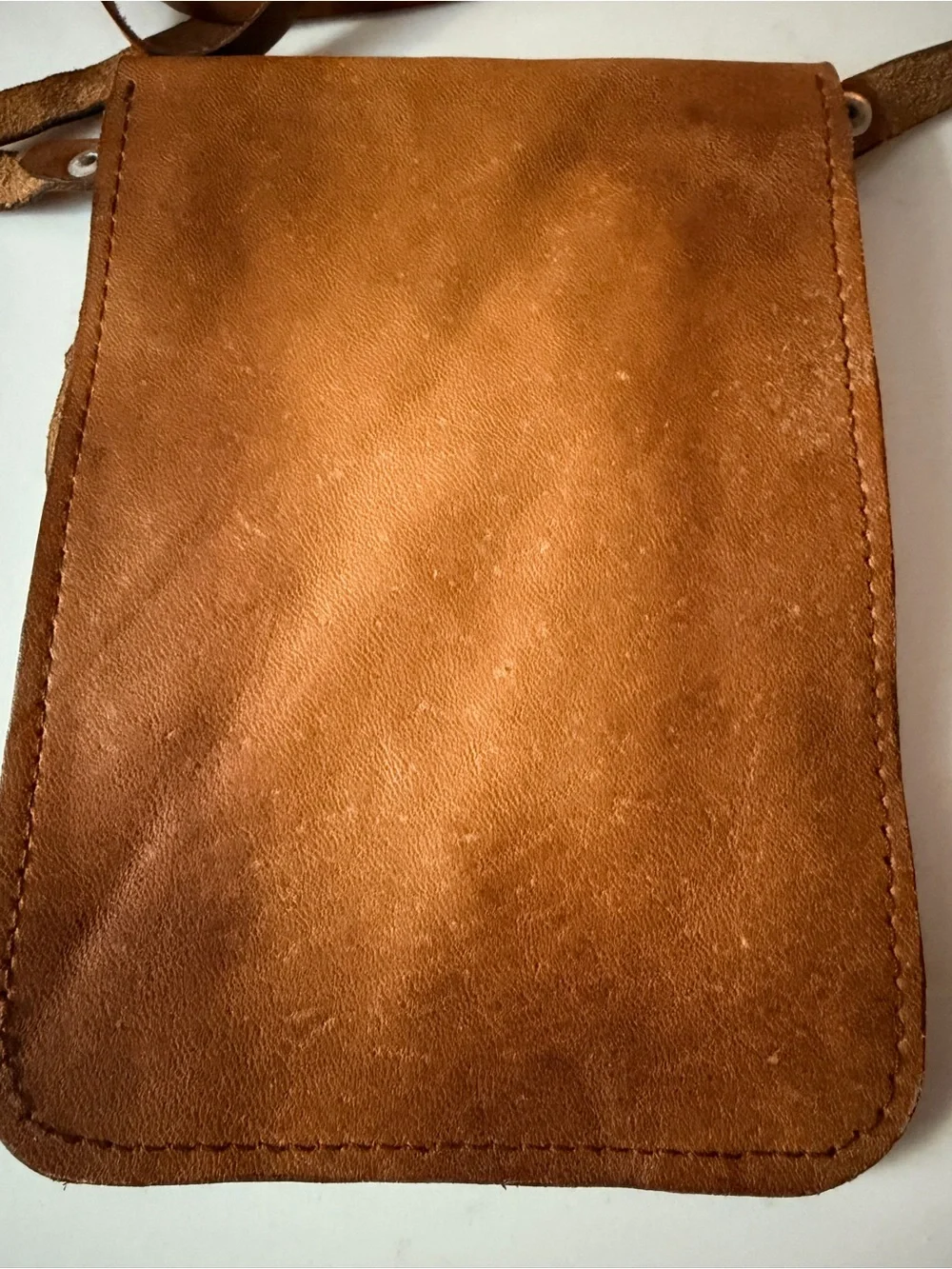 BOLO Genuine Leather Crossbody Pouch Cognac Brown Western Boho